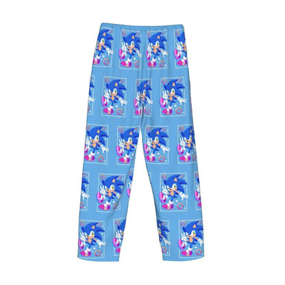 Pantalones de pijama personalizados para hombre con estampado «Soniced», con motivo de erizo, ropa de dormir, pantalones de estar por casa con bolsillos