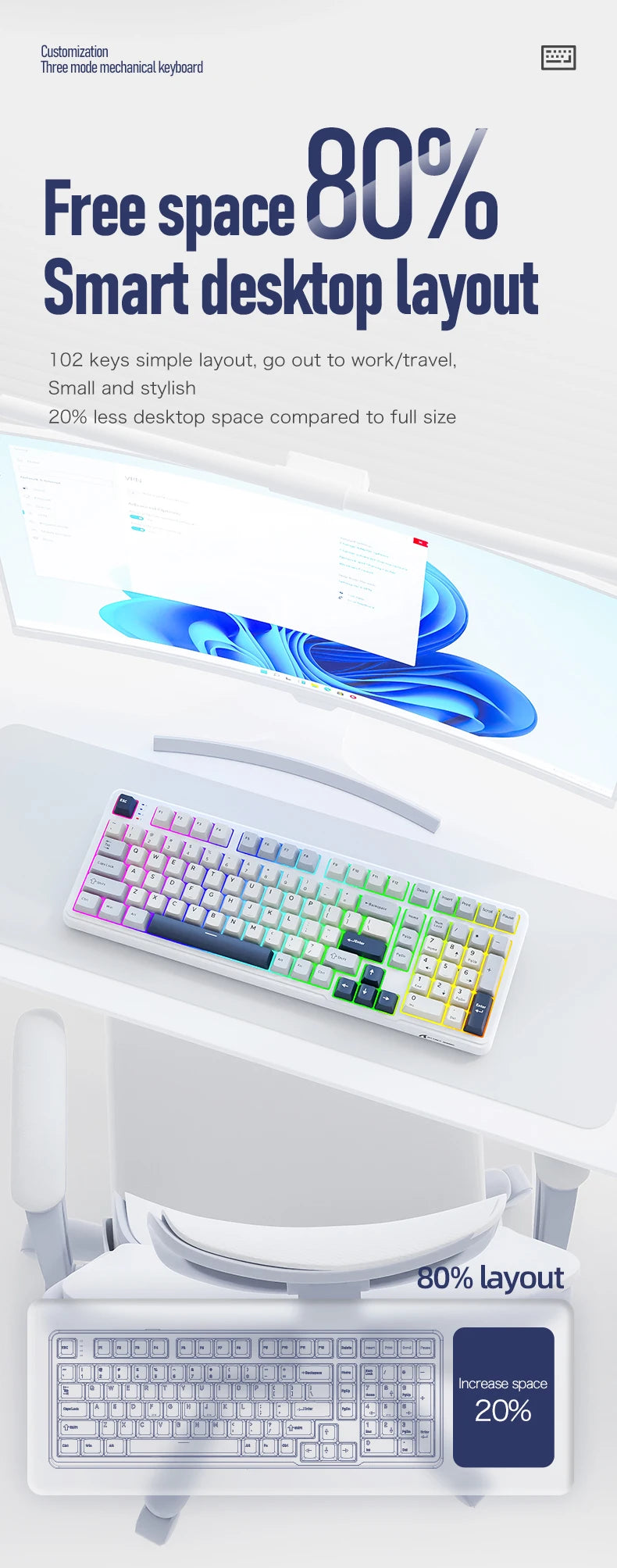 X98 Attack Shark Gaming Keyboard Wireless with Numeric Keypad, 102 Keys Hot-Swap RGB PBT Keycaps, 4000mAh Battery, Support PC/Laptop