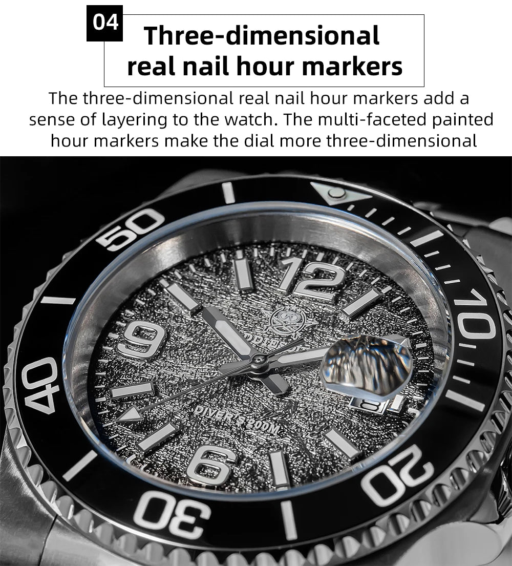 ADDIESDIVE 48mm Diver Watch Fashion Gradient Color Rotatable Bezel Quartz Watches Luminous 200m Waterproof Stainless Men's Watch