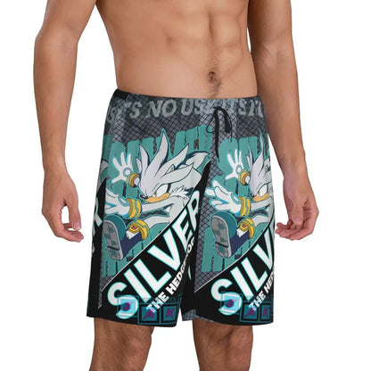 Pantalones cortos de pijama personalizados de Sonic the Hedgehog para hombre, para dormir y estar por casa