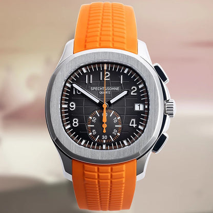 Specht & Söhne New Classic 5167 Men's Watch Orange Color Sapphire Crystal Rubber Strap Sports Male Quartz Watches 50M Waterproof