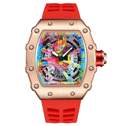 Coole herenhorloges Luxe modieuze siliconen tonvormige horloges Skelet waterdichte kwarts polshorloges Klok Relogio Masculino