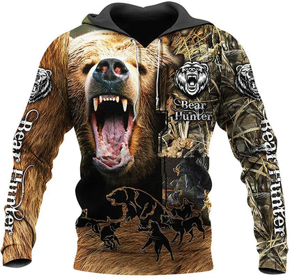 Moda Otoño: sudaderas con capucha con estampado de león y lobo, piel de tigre blanco en 3D por toda la prenda, sudadera de hombre, chaqueta unisex con cremallera, chaqueta informal