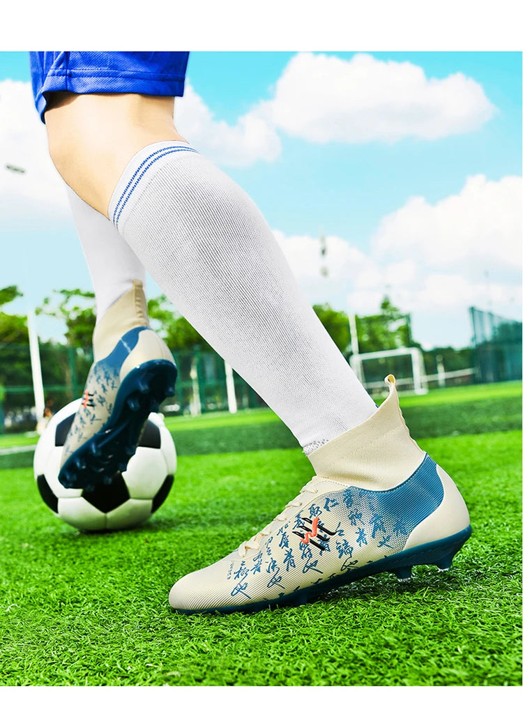 Nouvelles bottes de Football hommes chaussures de Football crampons chaussure de Football professionnelle hauts pointes antidérapantes pour grands garçons large baskets d'entraînement