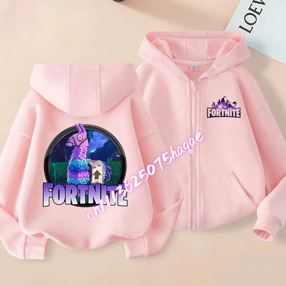 Nová detská mikina Fortnite so zipsom, kreslený anime štýl, ležérna a priedušná mikina s kapucňou pre chlapcov, kabát/bunda, jar 2026, detské oblečenie