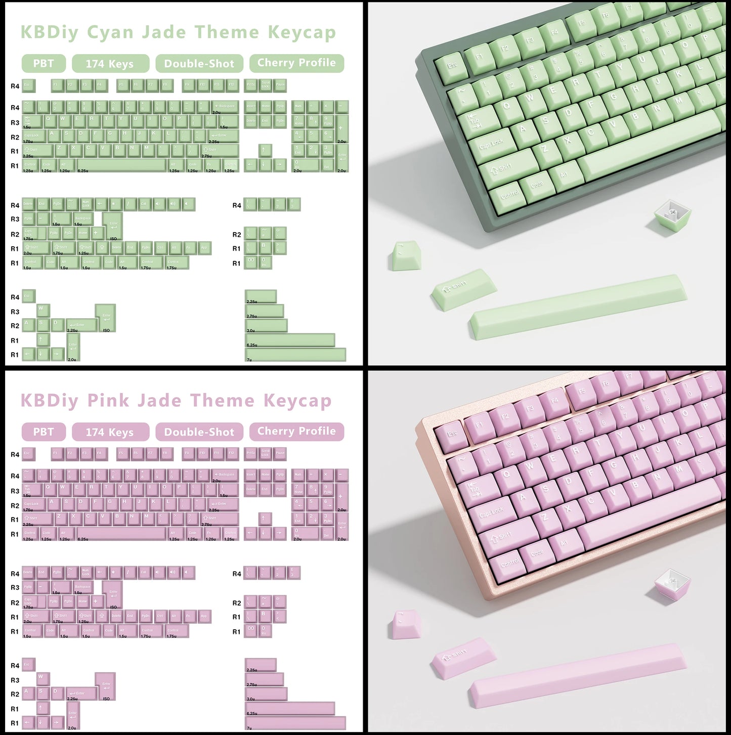KBDiy GMK MarrsGreen Keycap Cherry Profile Double Shot PBT ISO Keycaps For DIY Gamer Mechanical Keyboard Kit Gaming Point KeyCap