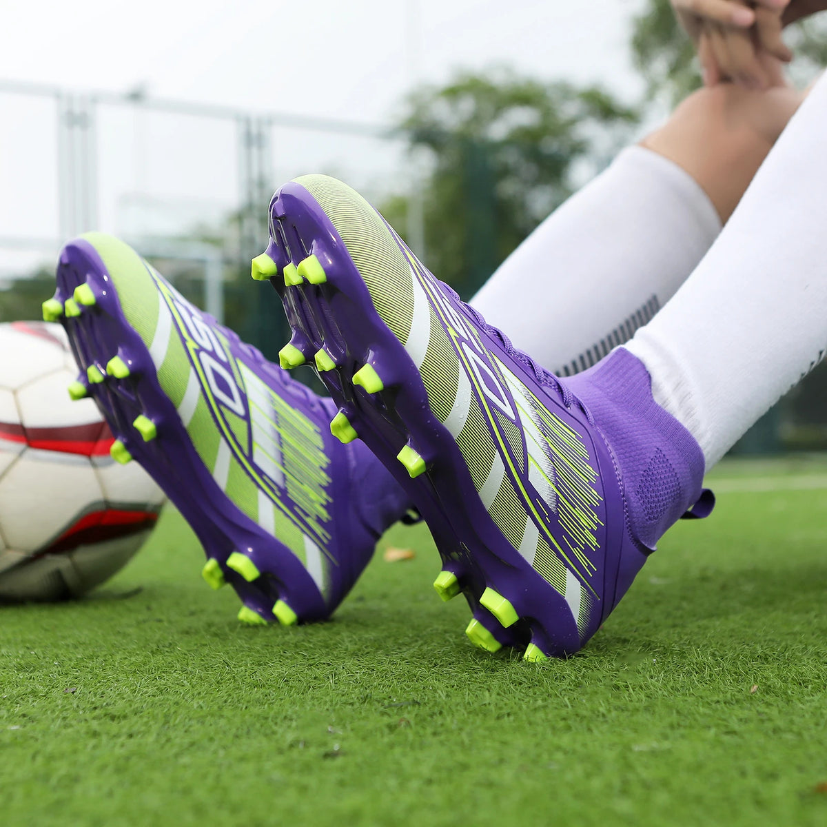 Nouvelles chaussures de football professionnelles pour hommes TF/FG, chaussures de football pour garçons, chaussures de sport unisexes à cheville haute, antidérapantes, confortables