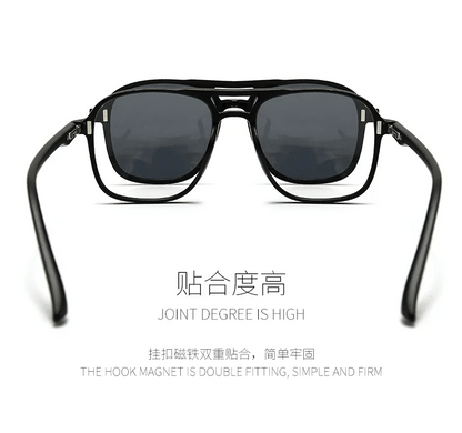 Ochelari de soare polarizați cu atracție magnetică oglindă, ochelari de ciclism 2 în 1 cu clemă, ochelari strălucitori pentru bărbați, ochelari cu ramă dublă pentru femei