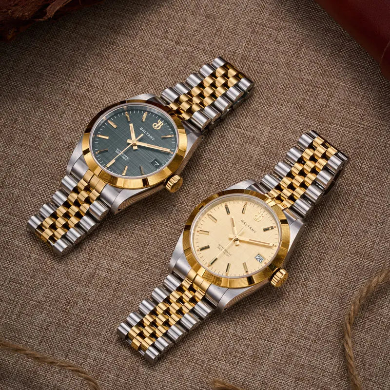 Baltany S4102 Business Men's Automatic Mechanical Wristwatch 36mm Linen Dial Engine Turned Bezel NH35 Luxury Dress Watch