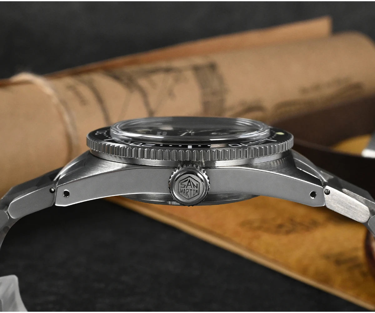 San Martin New 62mas 37mm Diver Men's Watch Classic Luxury Sapphire PT5000 SW200 Automatic Mechanical Watches Date 20Bar Luminous