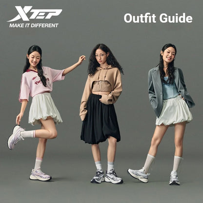Xtep Basque 3 Sneakers Women Lightweight Wear-Resistant Trendy Durable Thick Sole Casual Sports Female Shoes 874218320006
