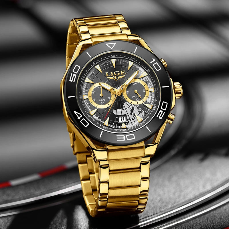 LIGE Luxe herenhorloges Casual zakelijk horloge Herenmode Waterdicht Militair herenhorloge met kwarts Montre Homme