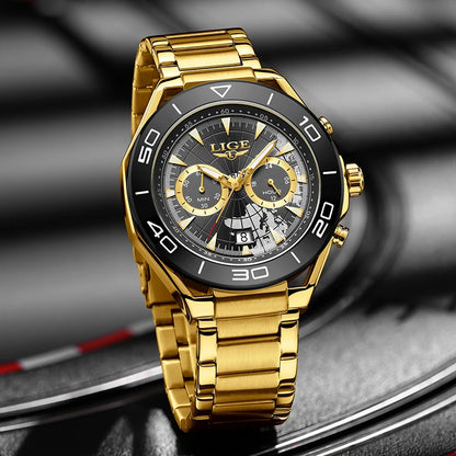 LIGE Luxe herenhorloges Casual zakelijk horloge Herenmode Waterdicht Militair herenhorloge met kwarts Montre Homme