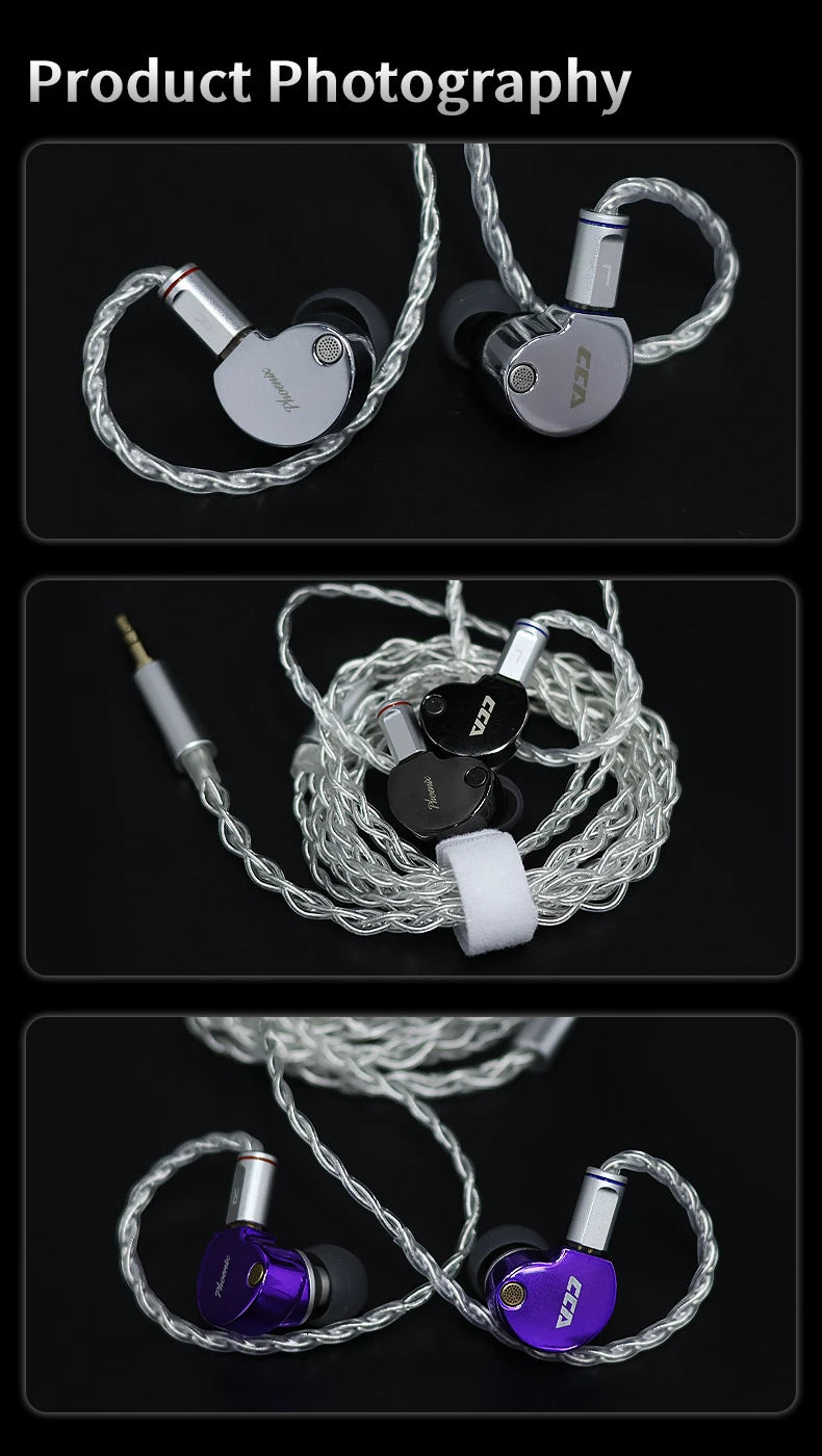 CCA Phoenix Metal Alloy Body 10mm Dual Magnetic Dynamic Coil HIFI Sound Quality In Ear Wired Esports Music Earphones