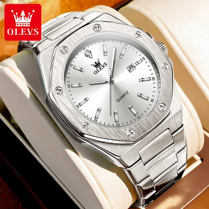 OLEVS Men's Watches Luxury Classic Fashion Fine Steel Original Brand Quartz Wristwatch for Man Waterproof Luminous Date reloj