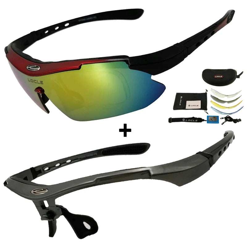 Ochelari de ciclism LOCLE UV400 polarizați pentru bărbați – pentru șosea, MTB, biciclete, pescuit, călărie – ochelari de protecție pentru ciclism