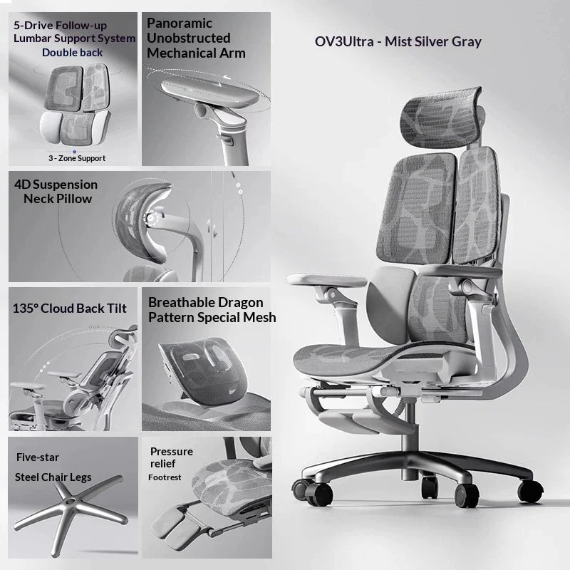 Ergonomic Office Mesh Chair Adjustable Executive Computer Chair with Rolling Swivel Base, Modern Gaming Chair for Home Office Desk Setup
