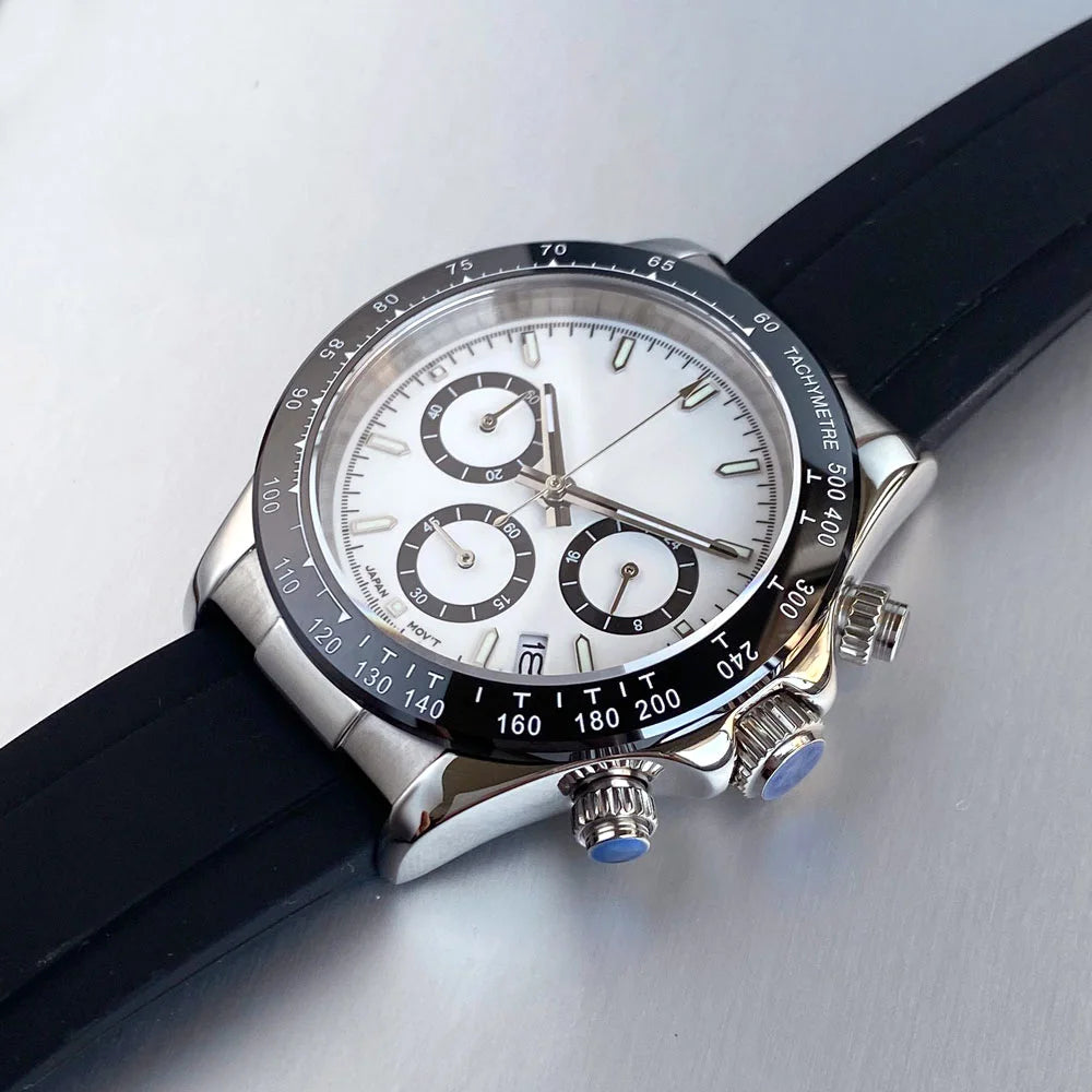 Luxury VK63 Men's Watch Quartz Movement Business Stop Watches 39mm Steel/Rose Gold Date Luminous Dial Fully Chronograph