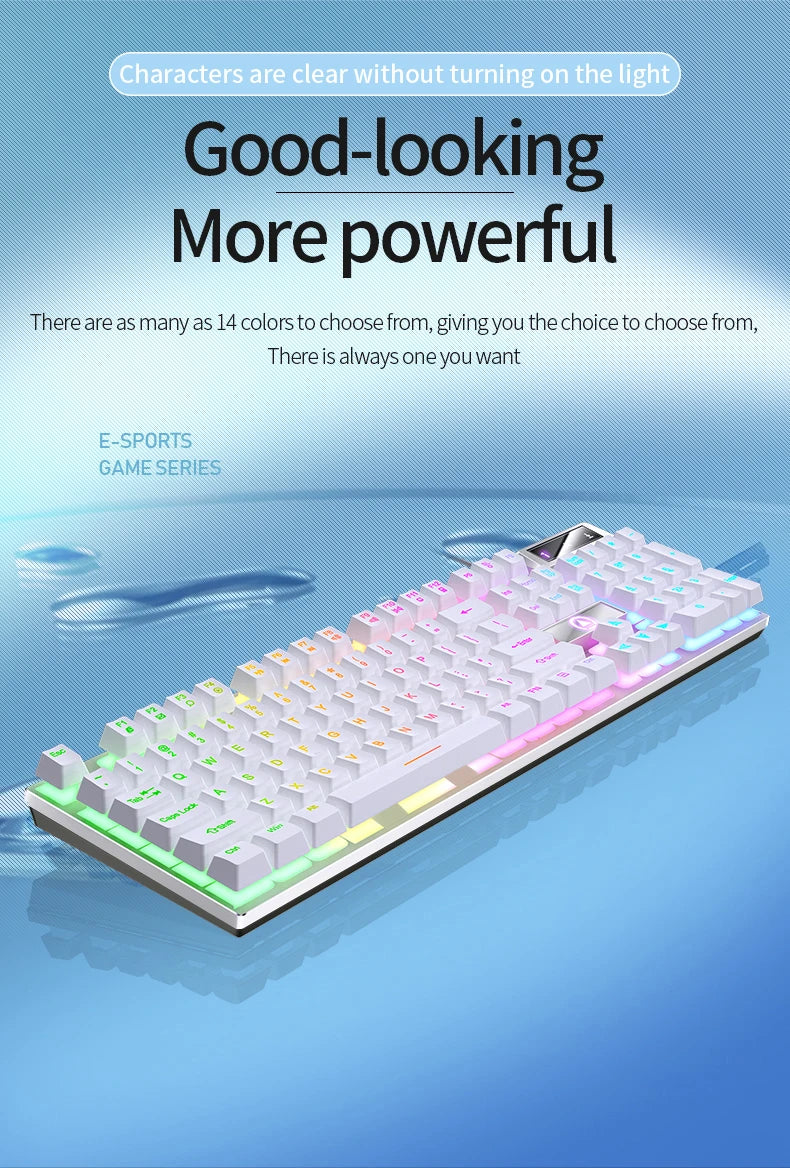 Wired USB Gaming Keyboard with Backlight, 104 Key Gamer Keyboard for Computer/Laptop/PC, Ergonomic Design, Office Gaming Accessory