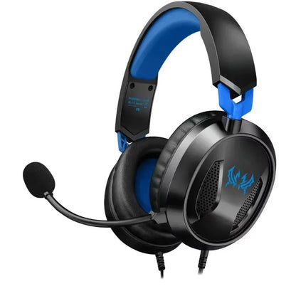 Casque de jeu supra-auriculaire avec micro, haut-parleurs dynamiques de 40 mm, casque stéréo filaire pour PS5, Xbox, PC, mobile, design léger et confortable