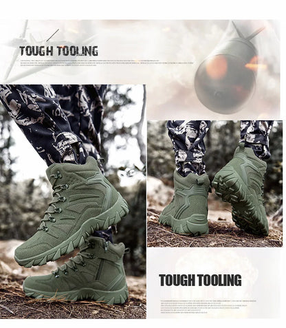 Upgraded Tactical Combat Training Boots Male Outdoors Camping Anti-wear Rapid Response Hiking Shoes Fishing Hunting Sneakers Men