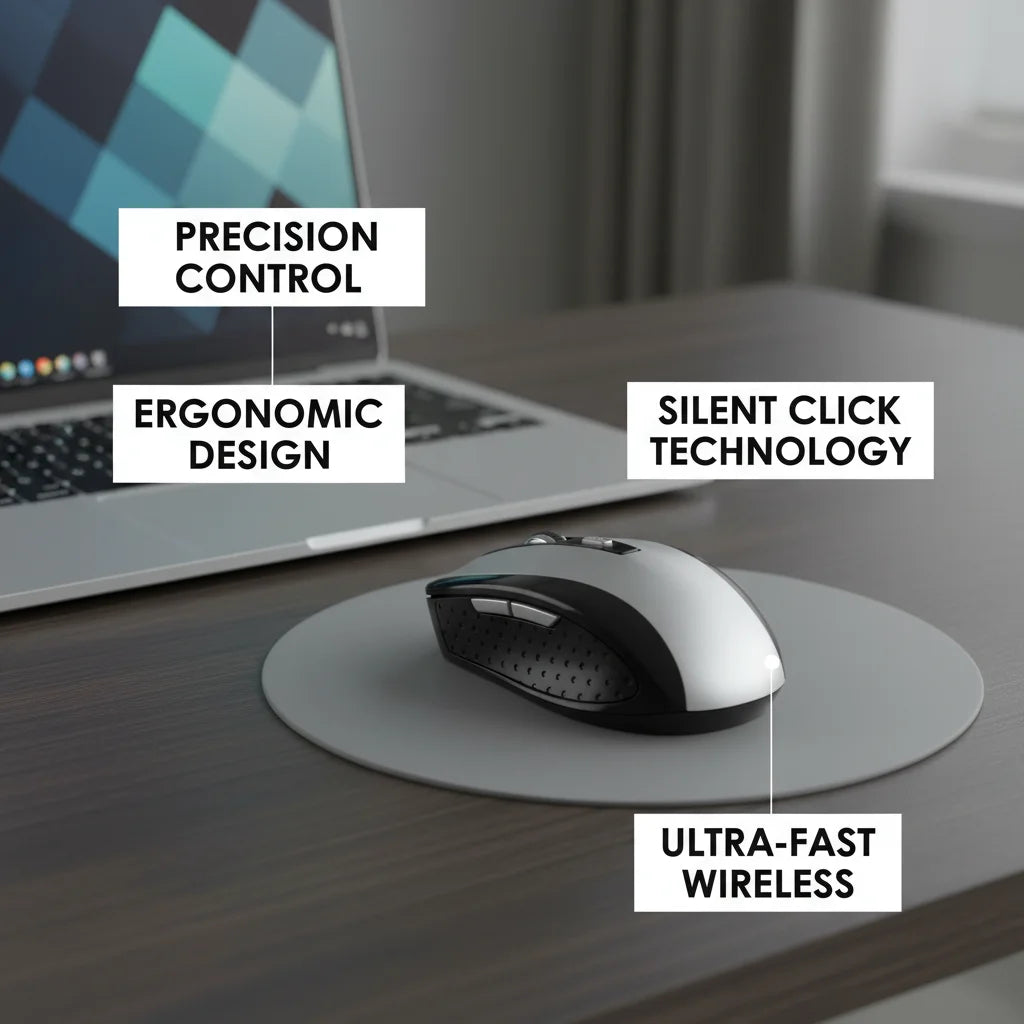 2.4G Wireless Mouse 7500 DPI Ergonomic Gaming Mouse with 6 Buttons, 4-Way Scroll Wheel, USB Optical Wireless Mouse for PC, Laptop & MacBook