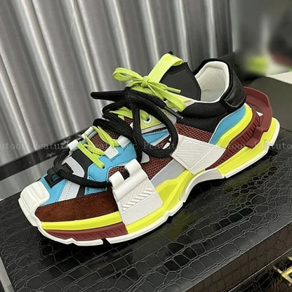 Size 35-46 Women’s and Men’s Sports Shoes High-Quality Patchwork Casual Sneakers Lace-Up Fashion Platform Sports Running Shoes Hot