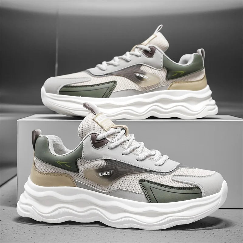 High Quality Casual Leather Shoes for Men 2026 New Autumn Lightweight Outdoor Shoes Fashion Thick Bottom Anti-Skid Walking Shoes