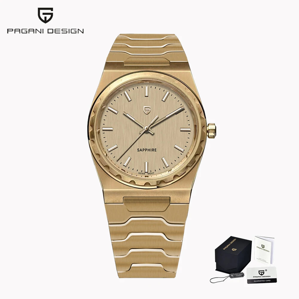 PAGANI DESIGN Men's Quartz Watches Ultra-Thin 7mm Series 37mm Sapphire Stainless Steel Waterproof Watches for Men TMI VJ21