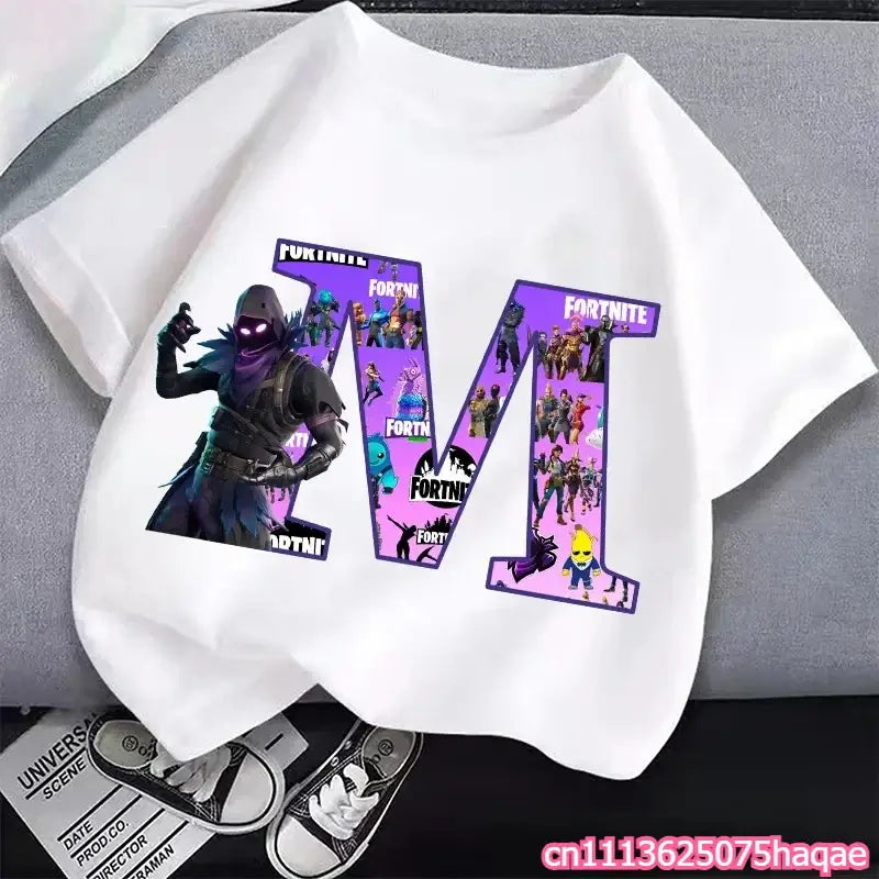 New Fortnites Kids T-shirts Cartoon Letter Graphic T-shirts Boys Girls Summer Casual Sports Short Sleeves Tops Children Clothing