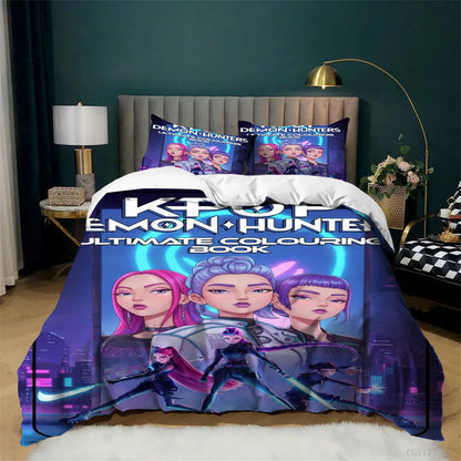Juego de funda nórdica KPop de 3 piezas: funda nórdica ligera y suave de microfibra con cierre de cremallera