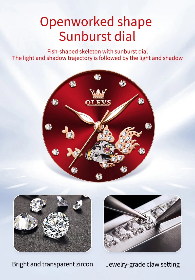 OLEVS Brand steel strip fully automatic mechanical watch for women 7001