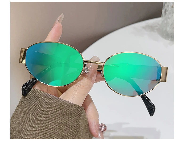 Sexy Small Oval Women's Sunglasses Trendy Luxury Design Metal Frame Shades UV400 Eyewear for Female Classic Vintage Sun Glasses