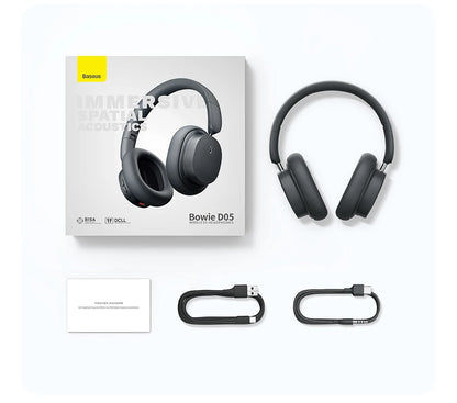 Baseus Bowie D05 Bluetooth 5.3 Wireless Headphones with 40mm HiFi Driver, 70H Battery Life, Spatial Audio, Foldable Over-Ear Headset
