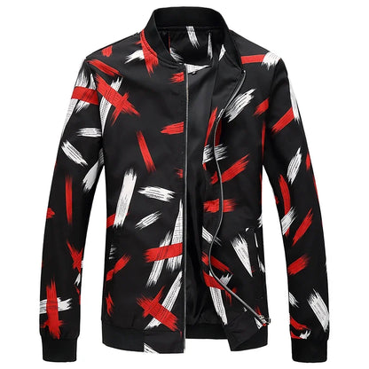 Spring and Autumn Men's Flower Jacket, Large Size Urban Casual Jacket, Multicolor Available