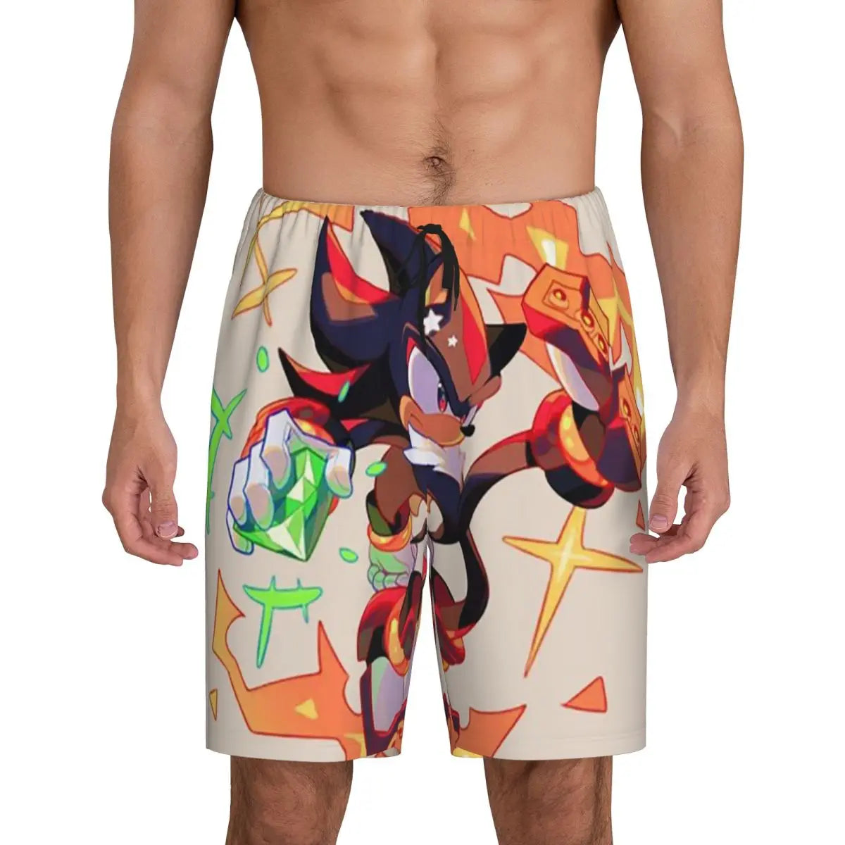 Pantalones cortos de pijama personalizados de Sonic the Hedgehog para hombre, para dormir y estar por casa