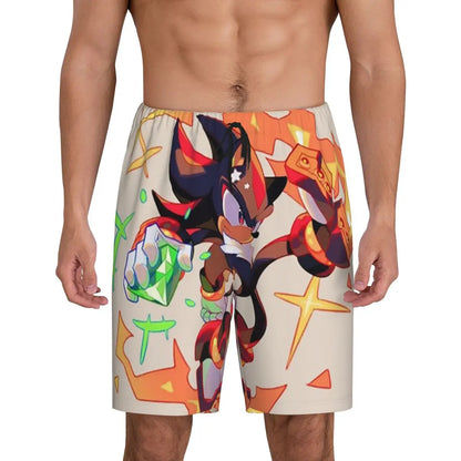 Pantalones cortos de pijama personalizados de Sonic the Hedgehog para hombre, para dormir y estar por casa
