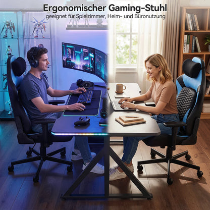 Devoko Gaming chair with 6-35 ° adjustable lumbarrest, thickened and wide seat cushion, ergonomic desk chair