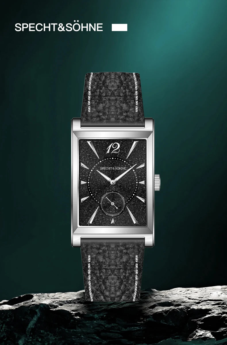 2025 New Fashion Specht & Söhne Square Watch Men's Watches Ultrathin Japan Movement Casual Men's Watch Black Color Men's Watch 26MM