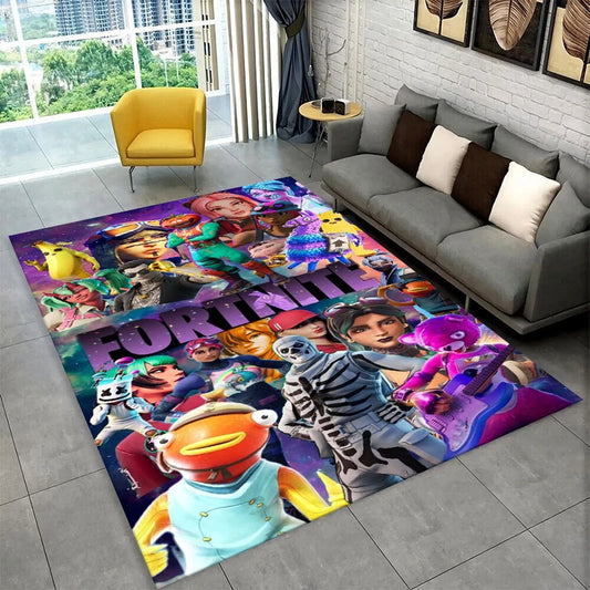 Cartoon F-Fortnite Game Gamer Carpet Rug for Playroom Bedroom Living Room Sofa Home Decor,kids Area Rug Non-slip Floor Mat