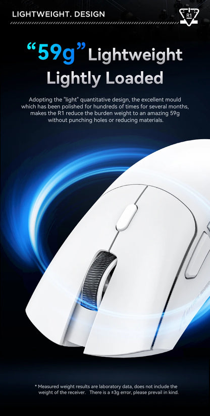 Ratón Bluetooth ATTACK SHARK R1 - Ratón viral reseñado por influencers, auténtico directo de la marca, sensor PAW3311 con 1K Hz para gaming