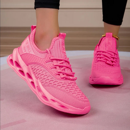Rosa fritidssneakers för damer och herrar Blade-skor storlek 46 Lätta, andningsbara löparskor för herrar Sportiga sneakers i mesh