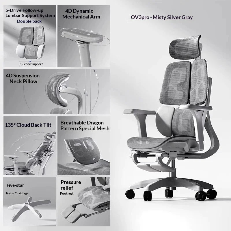 Ergonomic Office Mesh Chair Adjustable Executive Computer Chair with Rolling Swivel Base, Modern Gaming Chair for Home Office Desk Setup