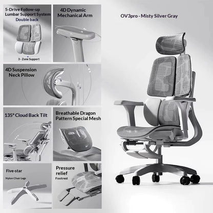 Ergonomic Office Mesh Chair Adjustable Executive Computer Chair with Rolling Swivel Base, Modern Gaming Chair for Home Office Desk Setup