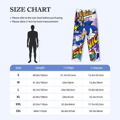 Pantalones de pijama personalizados para hombre con estampado «Soniced», con motivo de erizo, ropa de dormir, pantalones de estar por casa con bolsillos