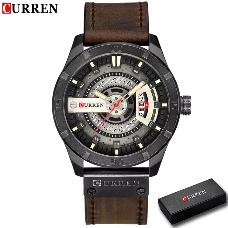 Luxe horlogemerk CURREN: militaire sporthorloges voor heren, quartzhorloge met datum, casual leren polshorloge voor heren, Relogio Masculino