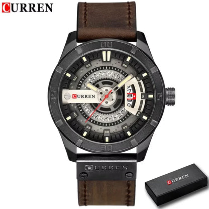 Luxe horlogemerk CURREN: militaire sporthorloges voor heren, quartzhorloge met datum, casual leren polshorloge voor heren, Relogio Masculino