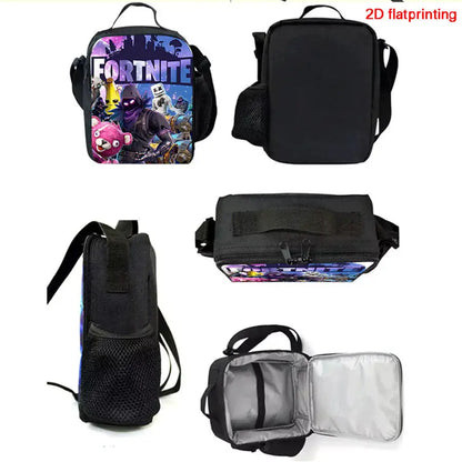 Lightweight FORTNITE 3Pcs Backpack With Front Pocket Lunch Bag Pencil Bag Free 3D Printed Keychain For Boys Girls Kids Aged 5-10