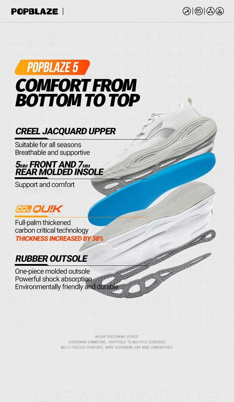 Sapatilhas de Running para Homem 361 Degrees PopBlaze 5 — Novo Amortecimento, Sola Grossa, Respiráveis, Antiderrapantes, para Jogging ao Ar Livre — Sneakers Masculinos 672532212