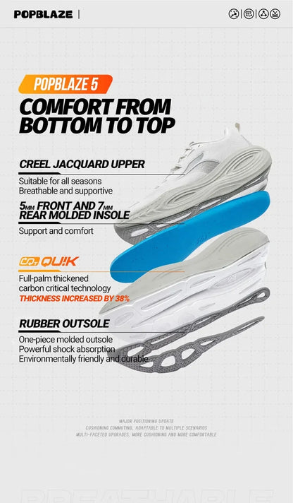 Sapatilhas de Running para Homem 361 Degrees PopBlaze 5 — Novo Amortecimento, Sola Grossa, Respiráveis, Antiderrapantes, para Jogging ao Ar Livre — Sneakers Masculinos 672532212